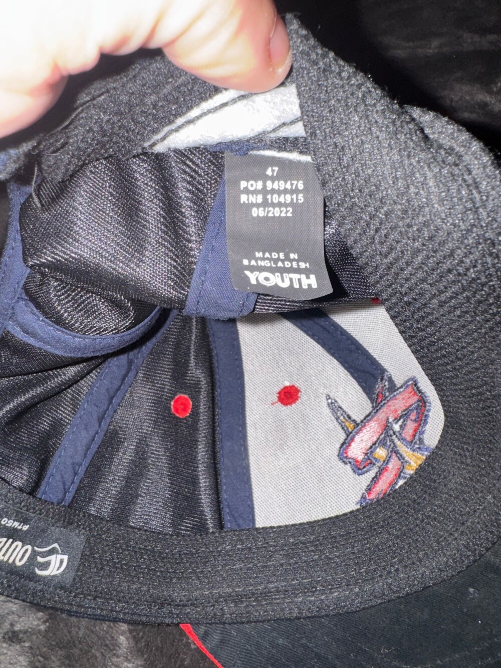 Outdoor Cap Youth Baseball Cap Navy Red Embroidered Logo Adjustable - Picture 4 of 4